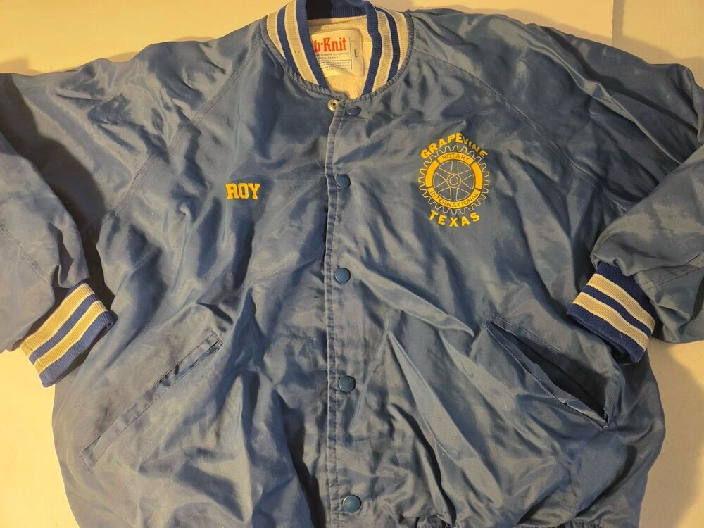 Vintage 80s Streetwear Mens L Distressed Rotary Club Grapevine TX Lined Jacket